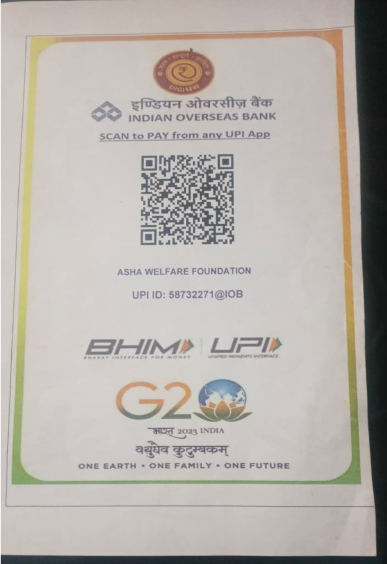 Asha Welfare Foundation donation QR code